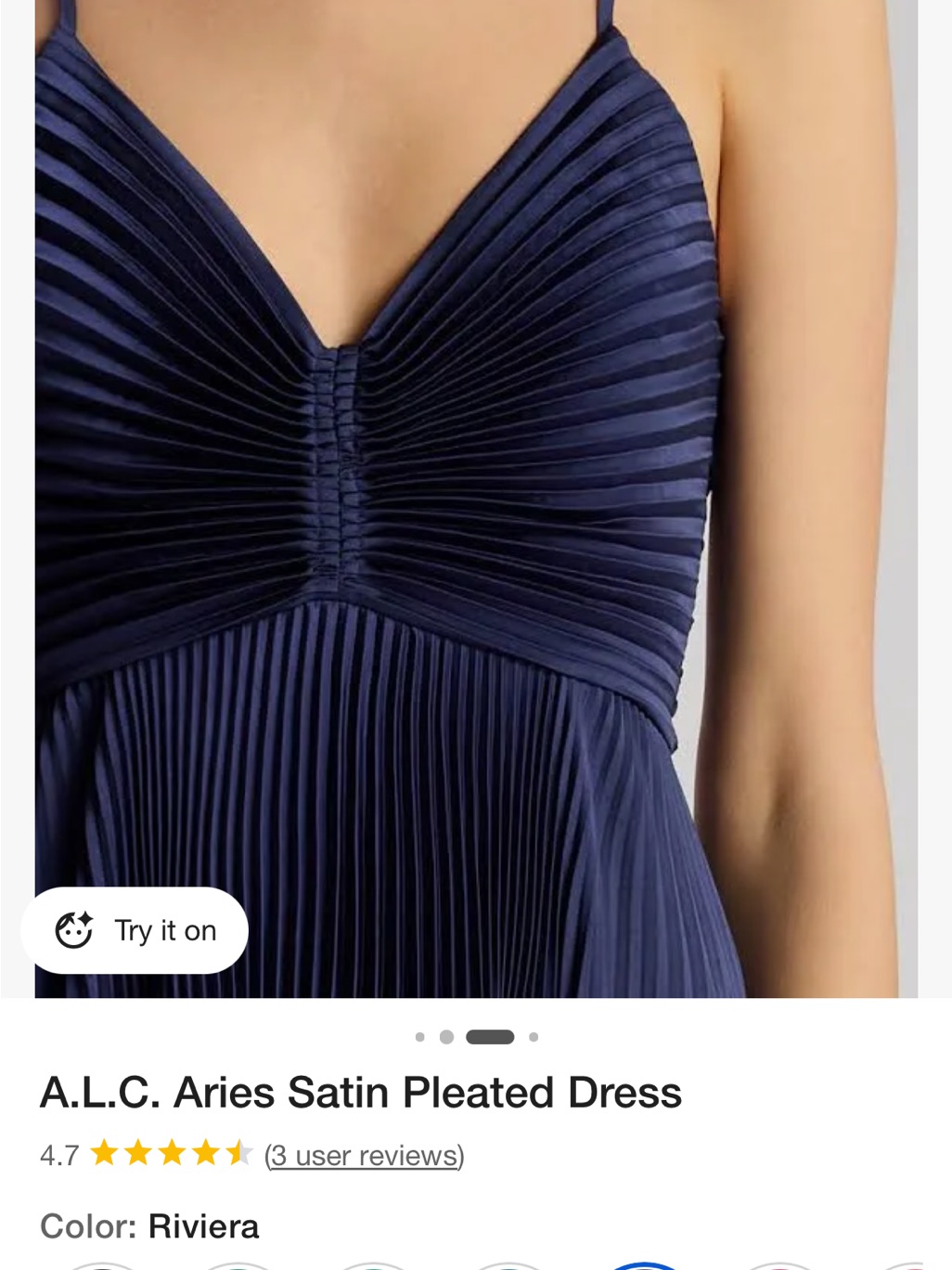 A.L.C. Midnight Blue Pleated Spaghetti Strap Maxi Dress — image 5 of 5